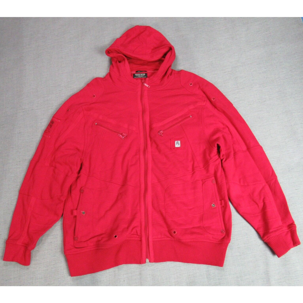 Parish Nation Hoodie Mens Size 2XL Red Full Zip Jacket Oversized Modern Hip Hop